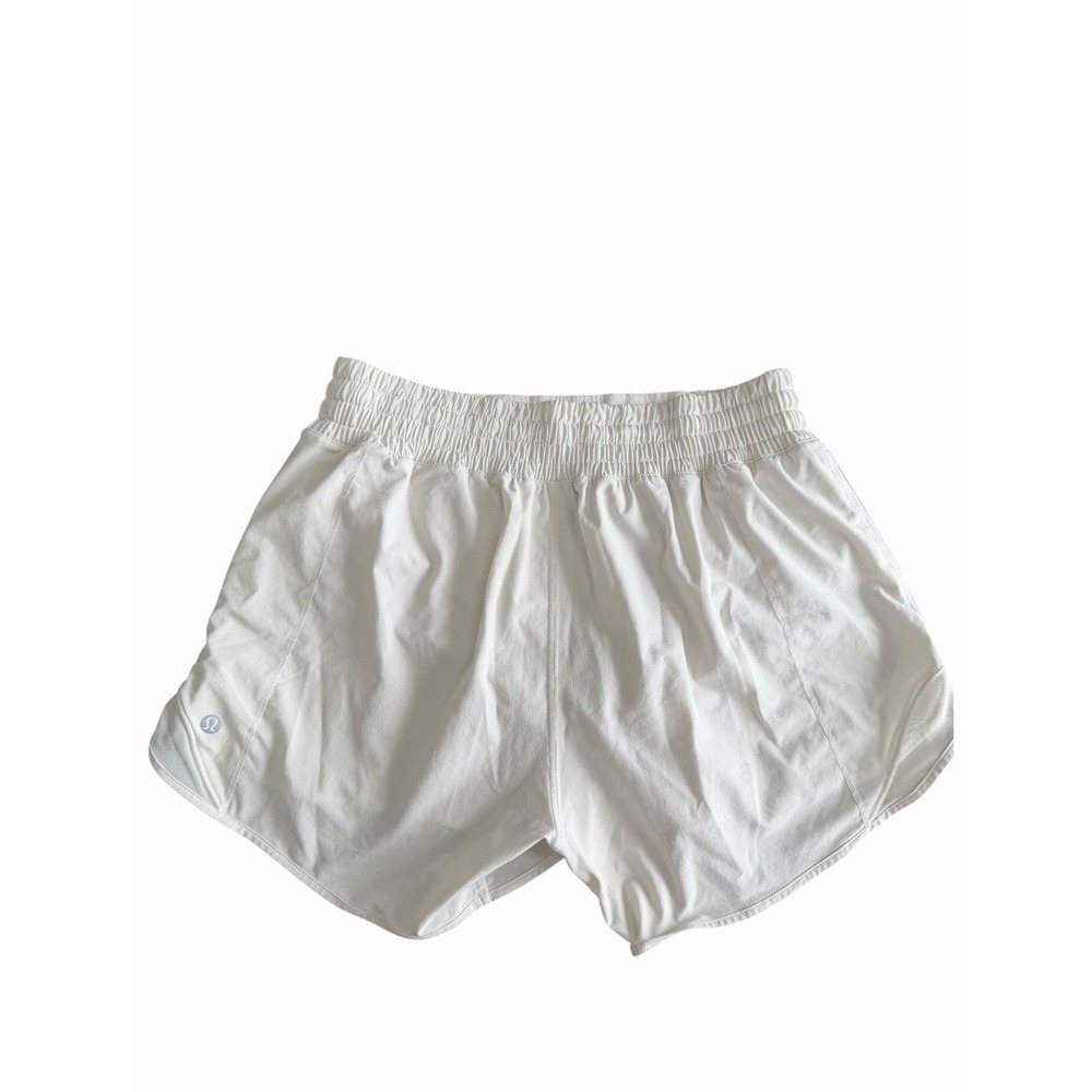 Lululemon Hotty Hot Shorts Women Sz 6 Cream High Rise 4" Running NNN10-1